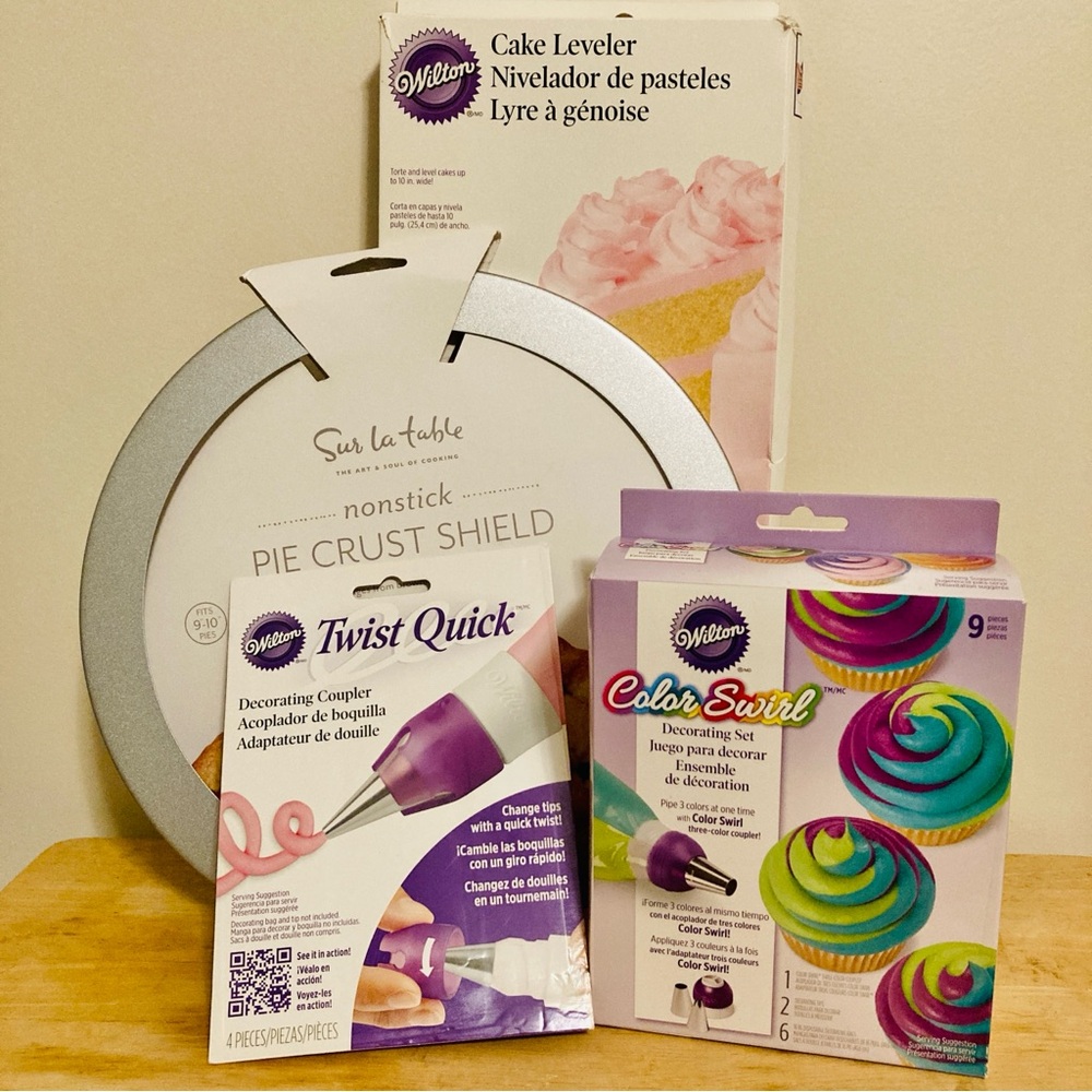 Wilton Cake Decorating Items and Sur La Table Pie Crust Shield